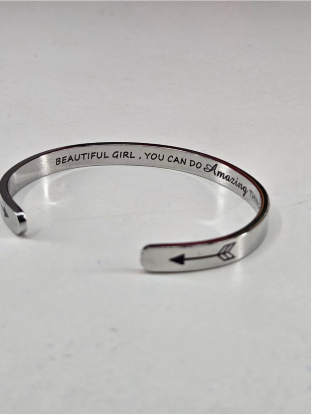 Mint & Lily Silver Plate Stainless Steel Beautiful Girl Cuff Bracelet Adjustable